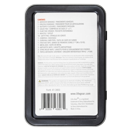 Life+Gear First Aid and Survival Essentials Tin 41-3803